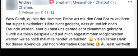 Screenshot: Andrea, Facebook