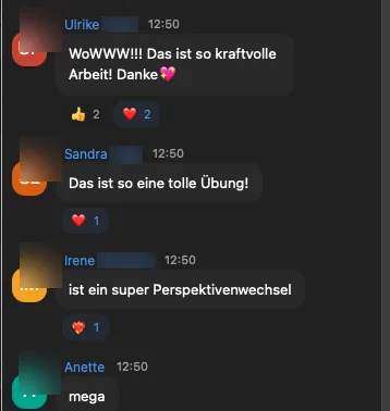 Screenshot: Ulrike, Sandra, Irene und Anette, Training