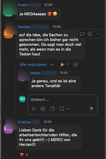 Screenshot: Evelyn, Daniela, Maike und Kristina, Training