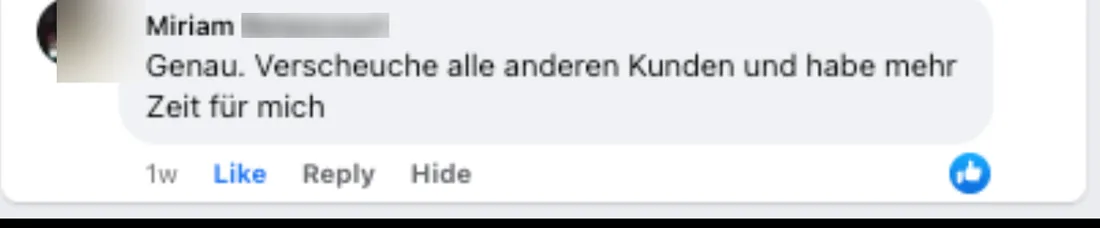 Screenshot: Miriam, Facebook