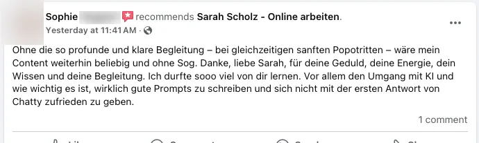 Screenshot: Sophie, Facebook