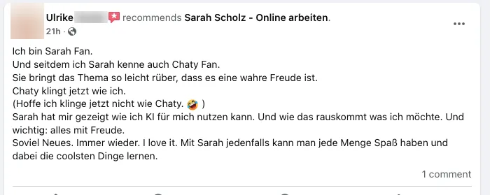 Screenshot: Ulrike, Facebook